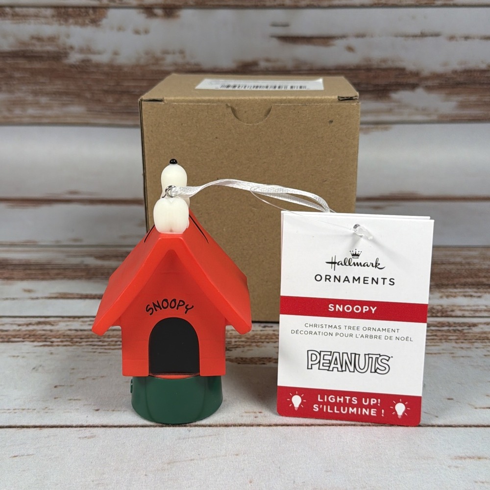 Hallmark Peanuts Snoopy Doghouse Light-Up Christmas Tree Ornament